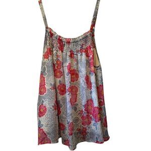 Torrid Floral Smocked Adjustable Spaghetti Strap Cami Top Multicolor Size 00 M/L